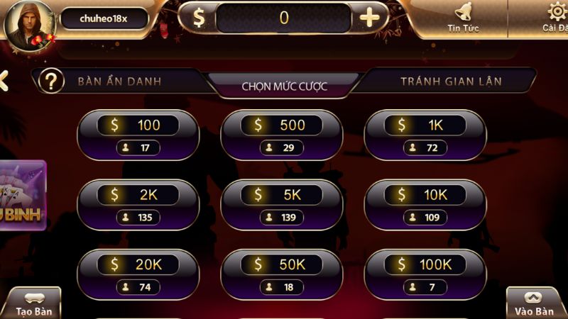 Tựa game Mậu Binh tại game bài VB77
