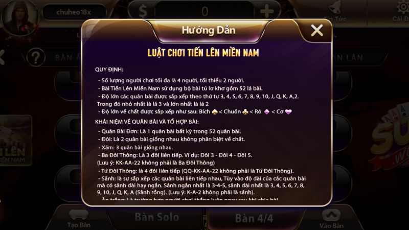 Tựa game Tiến Lên Miền Nam tại game bài VB77