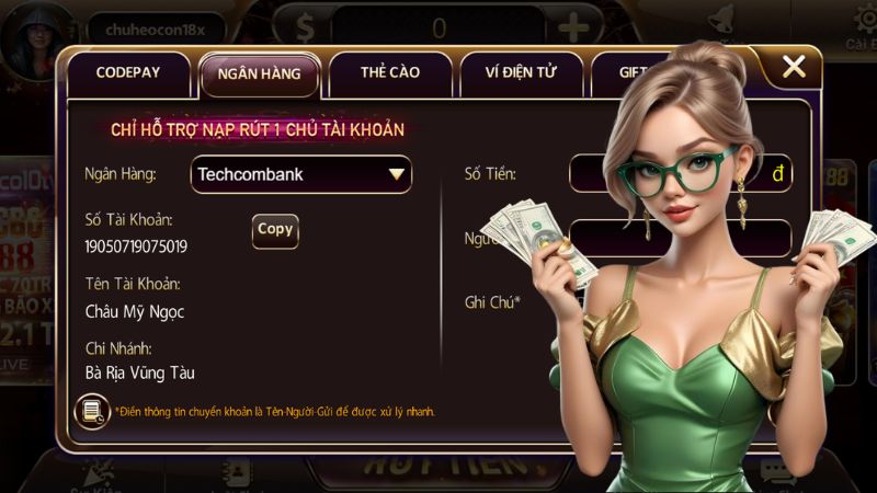 Hướng dẫn nạp tiền VB77 qua ngân hàng
