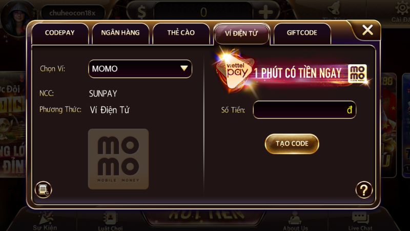 Hướng dẫn nạp tiền VB77 qua ví điện tử